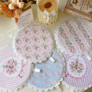 set table vintage rose motifs floraux poignées ruban shabby chic floral romantique tissu épais
