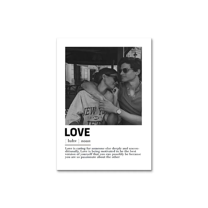 cadres personnalisés toile photo noir blanc texte love forever moderne minimaliste
