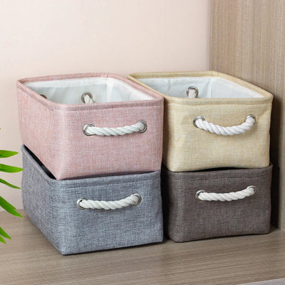 Panier de rangement en tissu de lin noir pliable