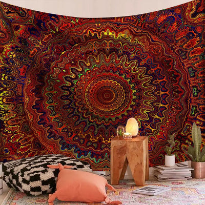 Tapisserie murale Mandala indien Boho gris violet
