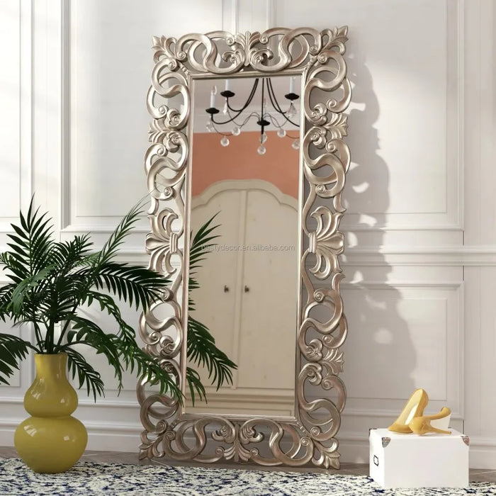 Grand miroir baroque au sol argenté Ombre Interieur