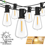 guirlande lumineuse led jaune noir industrielle vintage patio jardinextérieur connectableambiante chaleureuse festive