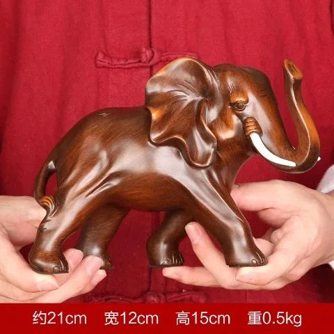statuette éléphant résine marron foncé sculptée relief décorative maison réaliste
