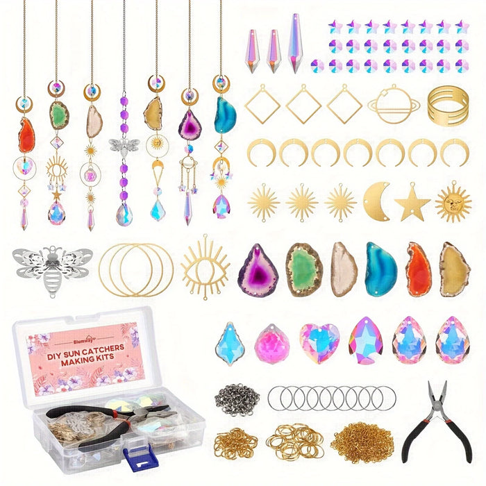Kit DIY Suncatcher en cristal avec prismes et agate gris clair