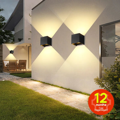 Applique murale LED extérieure étanche aluminium carrée gris clair