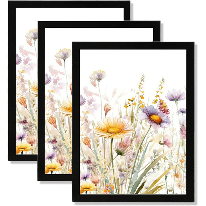 Set de 3 cadres photo bois noir et blanc design moderne
