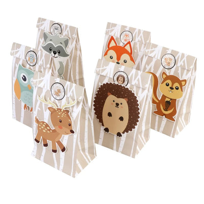 Sacs cadeaux jungle anniversaire 12 pièces motifs animaux