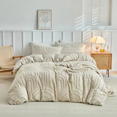 Housse de couette kaki touffeté arc vue d'ensemble