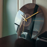horloge murale rétro disque vinyle cadran miroir moderne or vert