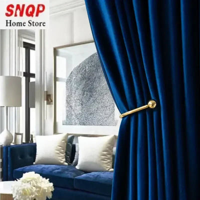 Rideau en velours bleu royal occultant pour salon