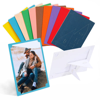 Lot de 10 cadres photo en carton multicolores