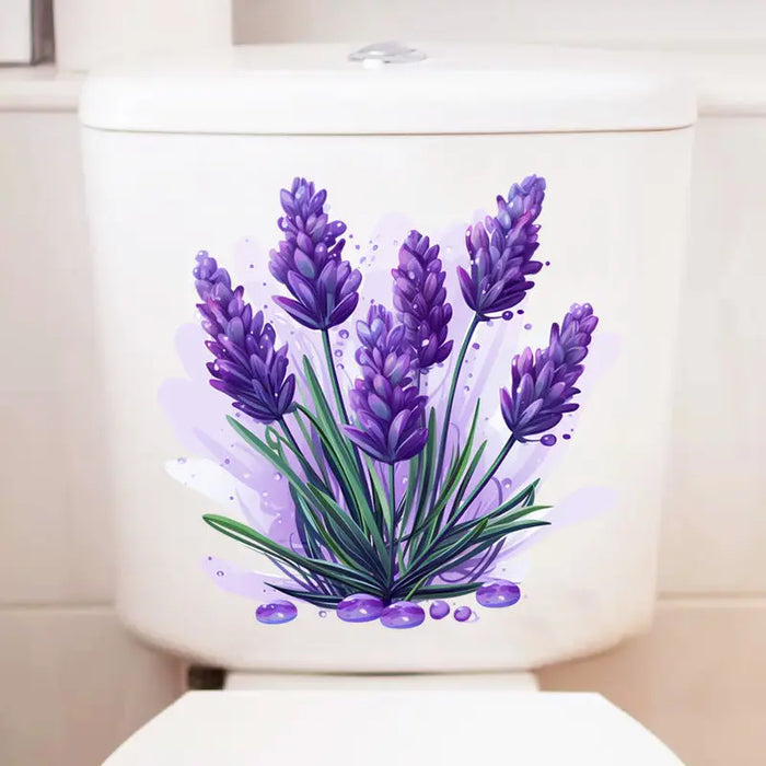 Sticker mural violet lavande pour salle de bain - Vue d'ensemble