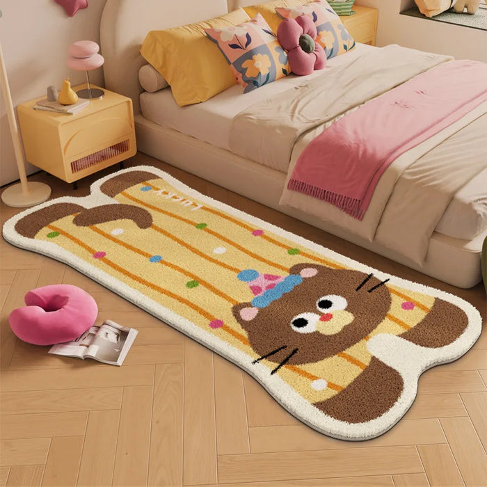 tapis dessin animé animaux mignons imitation cachemire polyestère antidérapant résistant décoloration intérieurextérieur
