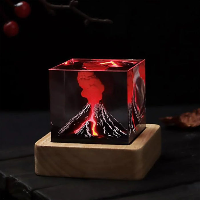Mini lampe à lave volcan 3D résine rose