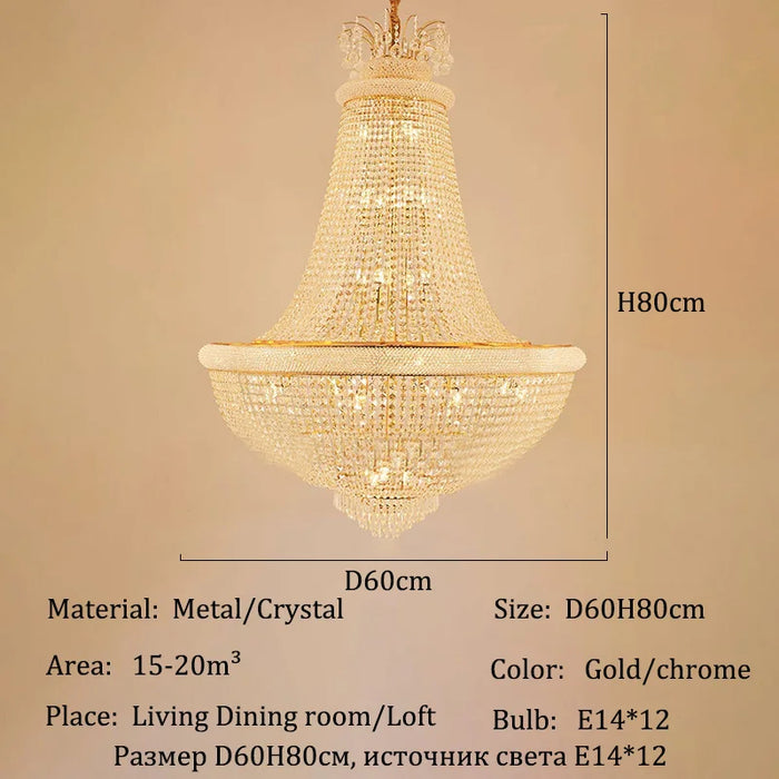 lustre doré classique transparent salon lumière chaîne 4000k 3000k 6000k led