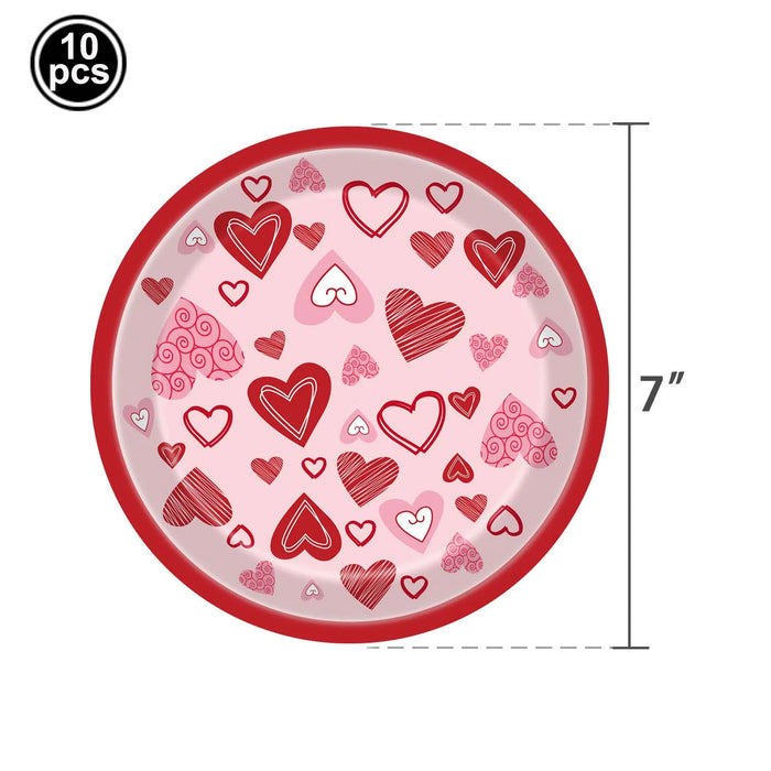 vaisselle jetable saint valentin assiettes gobelets serviettes pailles coeurs suspendus spirales rose rouge blanc