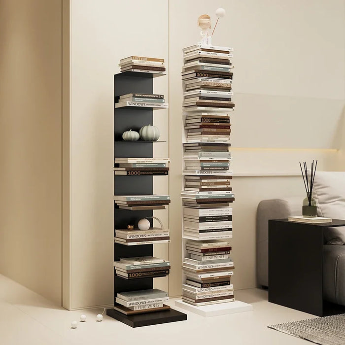 Étagère invisible en fer forgé blanc avec livres dans un salon moderne