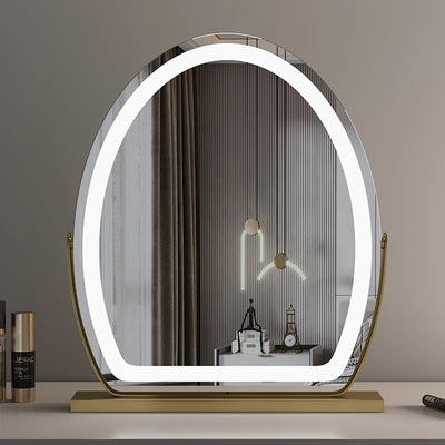 Miroir coiffeuse rond LED blanc avec éclairage 3 modes