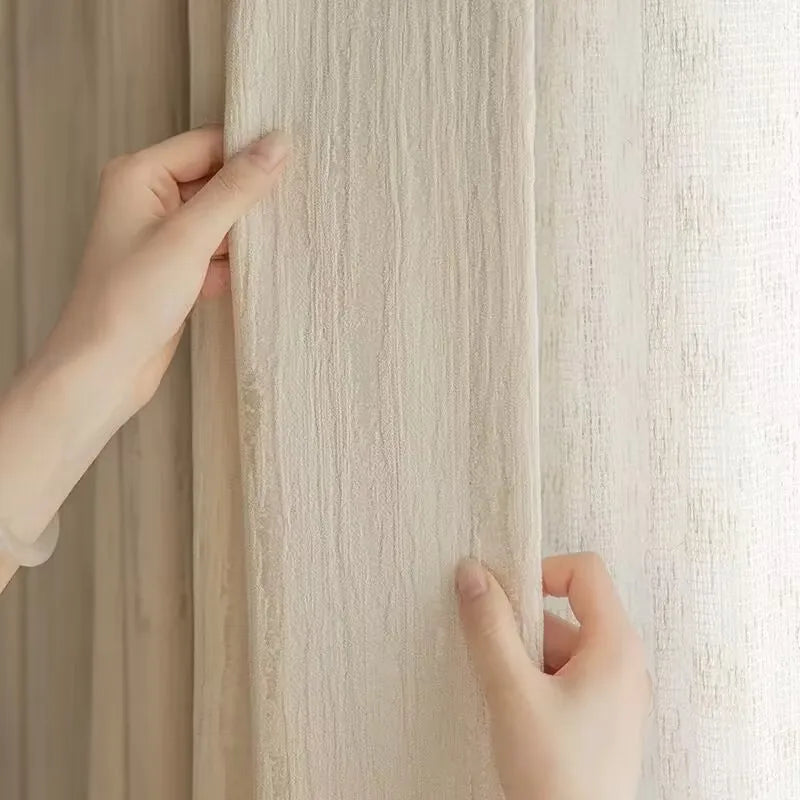 Rideau à crochets couleur crème