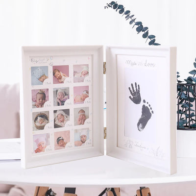 Cadre souvenir bébé 0-12 mois blanc avec photos jalons