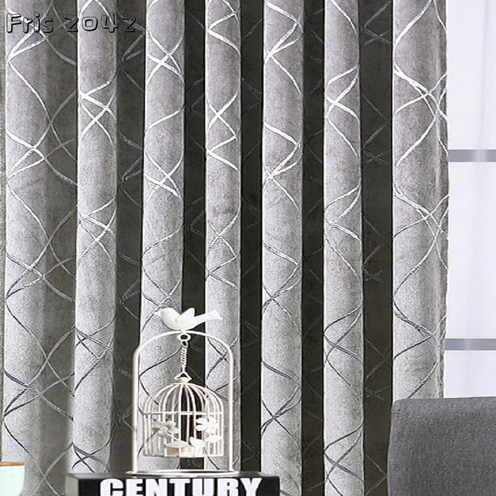 Rideau moderne gris beige rayé occultant pour salon