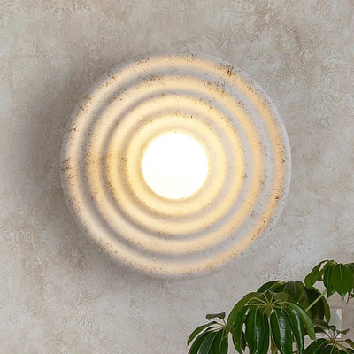 Applique murale beige style wabi-sabi japonais, lampe LED circulaire pour salon