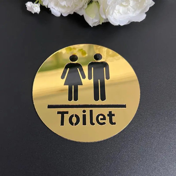 autocollant adhésif panneau wc or noir toilet homme femme classique