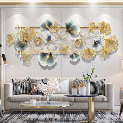Décoration murale métal Ginkgo blanc vue d'ensemble