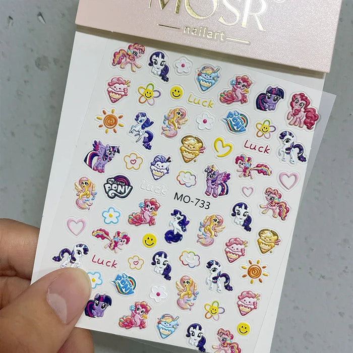 autocollants ongles poneys licornes coeurs étoiles smileys cute my little pony