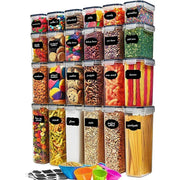 boîtes rangement alimentaire hermétiques transparentes étiquettes réutilisables céréales pâtes noix farine modernes multifonctionnelscontainers