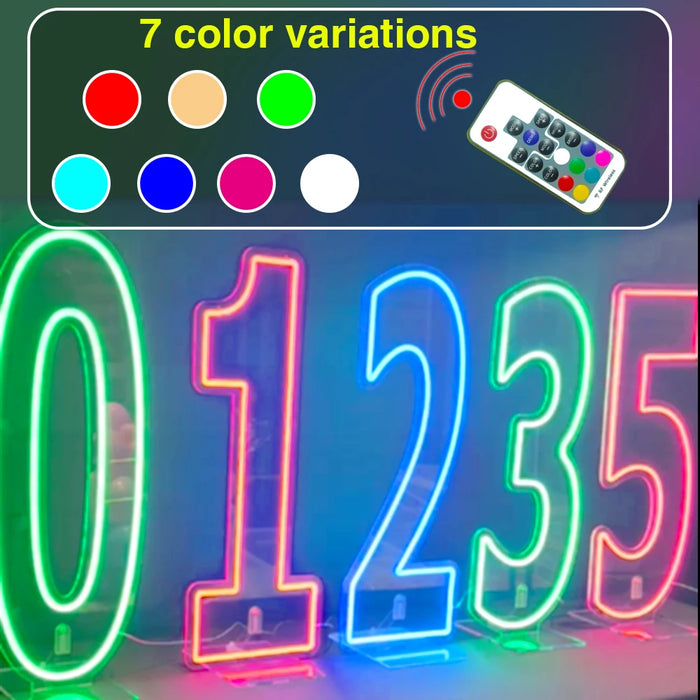 Numéros néon LED lumineux de 76 cm en blanc chaud pour décoration d'intérieur