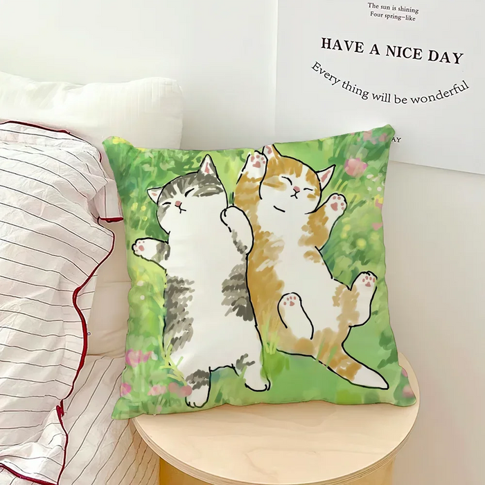 taie d'oreiller chat dessin animé multicolore cartoon coton polyester non toxique environnement ameublement lit