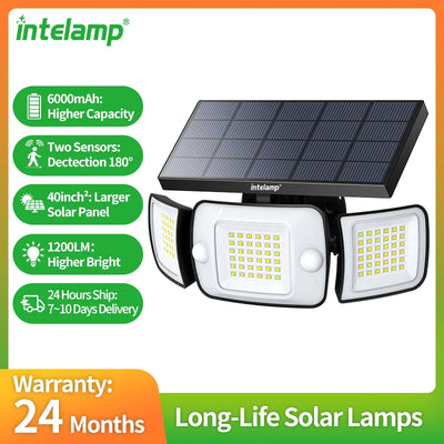 Lampe solaire extérieur puissante 6000 mAh avec capteur mouvement