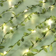 guirlande lumineuse feuilles vertes vigne décorative romantique bohème nature led blanc or