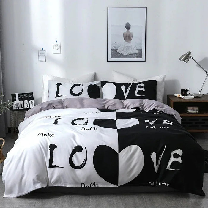 Parure de lit brossée pour couple taille Queen en blanc