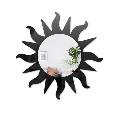 Miroir mural autocollant en forme de soleil acrylique 3D rouge, décoration murale moderne