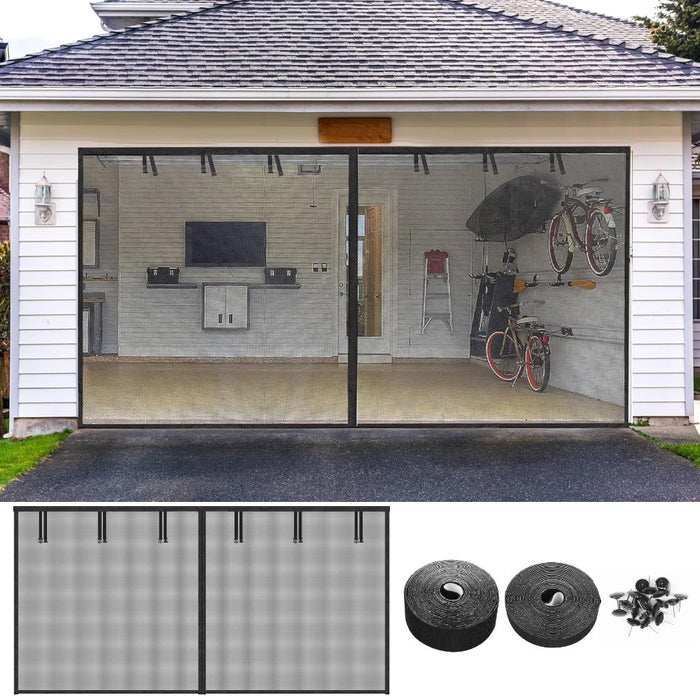 Rideau de porte de garage magnétique noir anti-moustiques Ombre Interieur