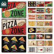 décoration murale rétro panneau pizza cuisine italienne illustrée opaques pré percés vintage années 50