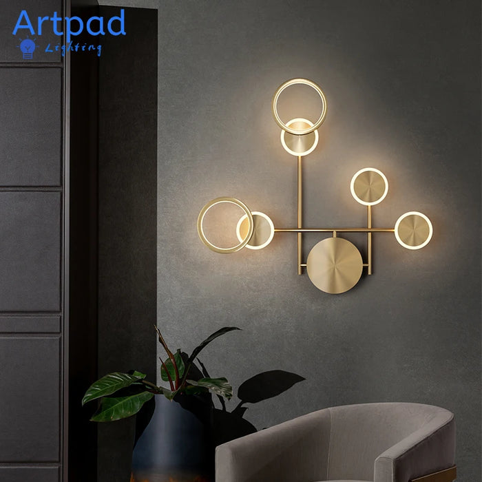 Applique murale LED scandinave moderne en fer or/noir pour chambre