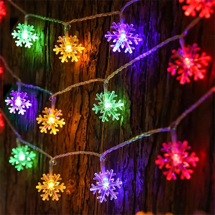 guirlande lumineuse flocons neige blanc multicolore occasion noël anniversaire mariage festive