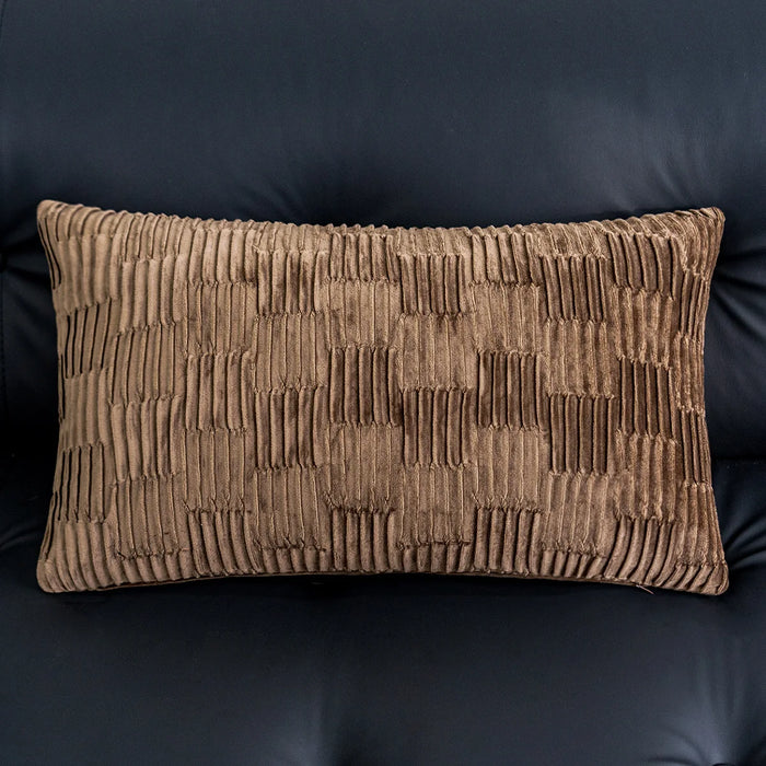 housse coussin marron motif arbre moderne décoration intérieure jacquard polyester 30x50cm 45x45cm fixations
