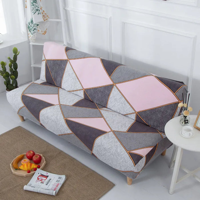 Housse de canapé 3 places lavable en tissu géométrique gris clair