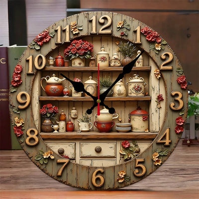 Horloge murale bois design ronde vue de face