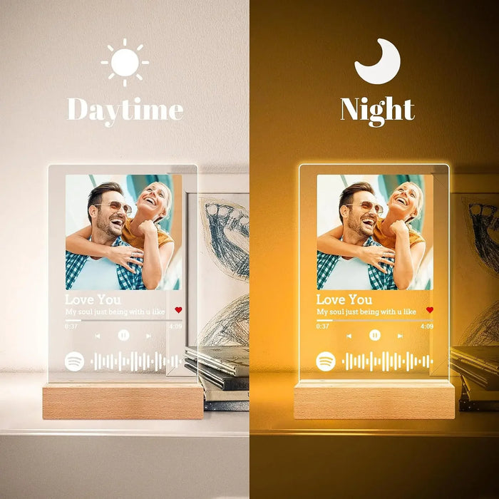 Cadre photo coeur personnalisé avec veilleuse LED rose