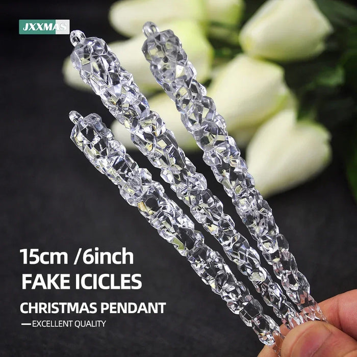 Lot de 6 glaçons artificiels acrylique saphir profond suspendus pour décoration de Noël