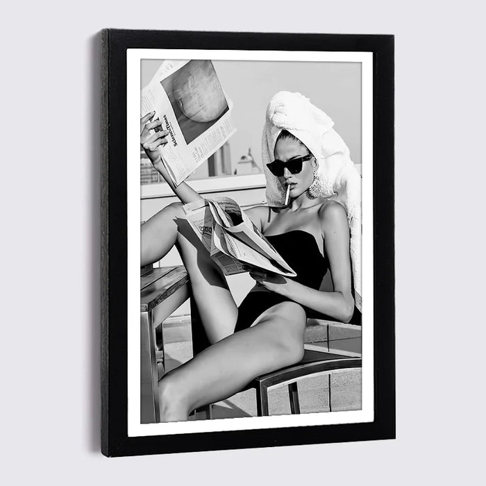 Cadre photo mural bois A3 noir et blanc style nordique