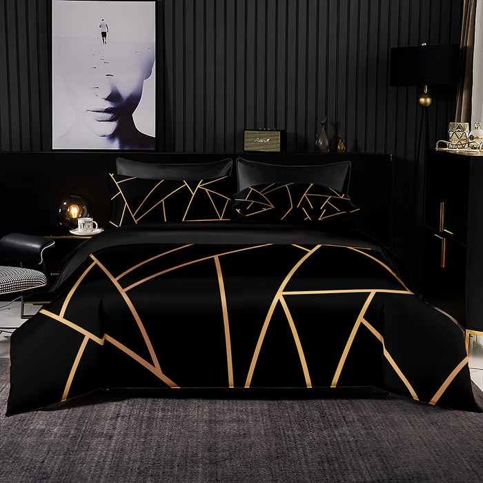 Parure de lit minimaliste noire 240x220 cm sur un lit