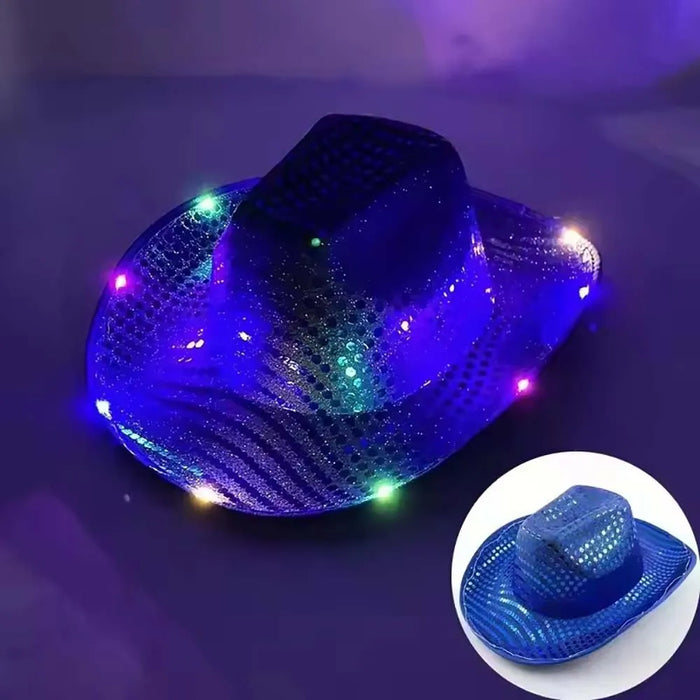 chapeau lumineux led noir brillant anniversaire mariage décoration festive moderne
