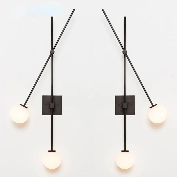 Applique murale minimaliste en verre noir et blanc pour chambre