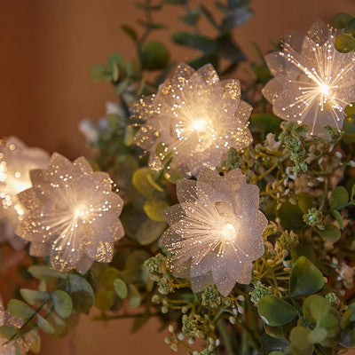 Guirlande lumineuse fleurs artificielles fibre optique beige